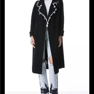 Alice + Olivia Black Coat with Pearl Embellishments